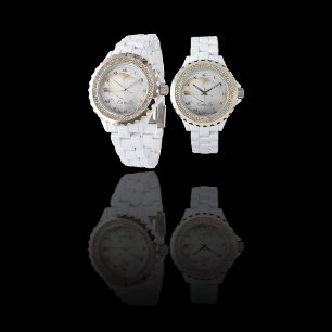 Elegant Gold White Faux Marble Custom Watch