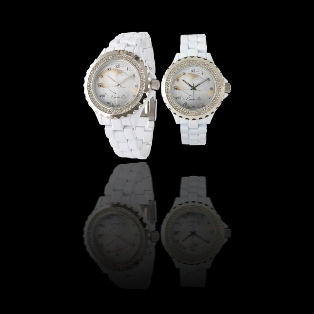 Elegant Gold White Faux Marble Custom Watch (Creator Uploaded)