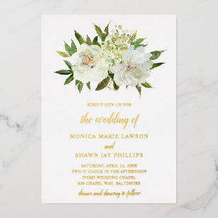 Elegant Gold White Floral Modern Wedding