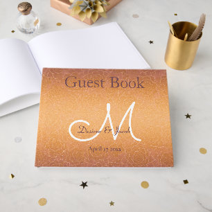 Elegant Gold White Floral Wedding Monogram Guest Book