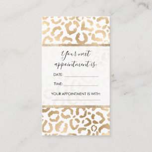 Elegant Gold White Leopard Cheetah Animal Print Appointment Card