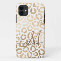 Elegant Gold White Leopard Cheetah Animal Print