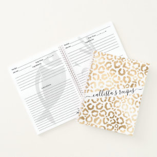 Elegant Gold White Leopard Cheetah Animal Print Notebook