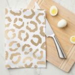 Elegant Gold White Leopard Cheetah Animal Print Tea Towel<br><div class="desc">This elegant and chic animal print is perfect for the stylish and trendy fashionista. It features a hand-drawn faux printed gold foil cheetah leopard pattern on top of a simple white background. Which can be changed by clicking on the customise options. It's a luxurious and classy safari themed design. ***IMPORTANT...</div>