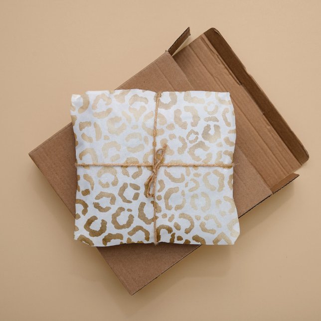 Elegant Gold White Leopard Cheetah Animal Print Tissue Paper (Creator Uploaded)