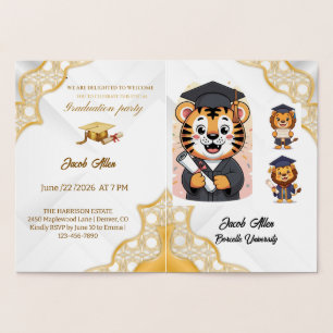 Elegant Gold & White Luxury Graduation Foil Card