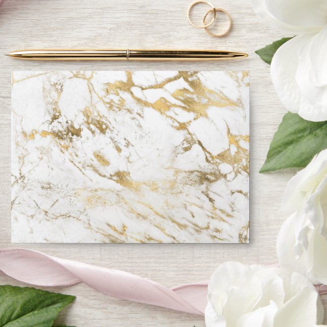 Elegant Gold & White Marble Pattern  Envelope (Wedding)