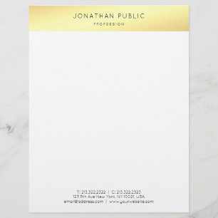Elegant Gold White Minimalist Modern Professional Custom Letterhead