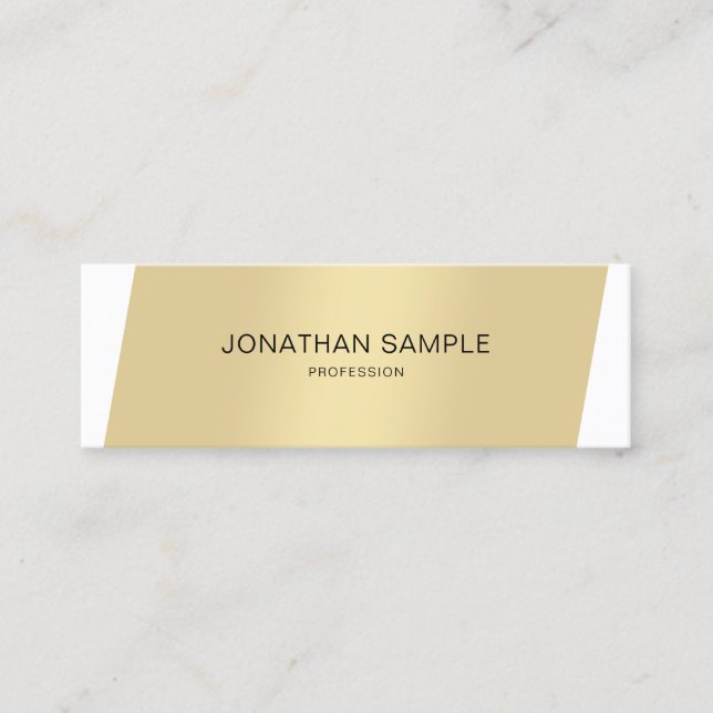Elegant Gold White Minimalist Modern Professional Mini Business Card (Front)