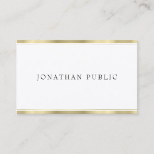Elegant Gold White Minimalist Template Modern Business Card