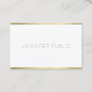 Elegant Gold White Minimalist Template Modern Business Card