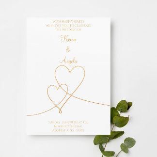 Elegant Gold & White Minimalist Weeding Invitation