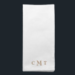 Elegant Gold & White Monogram Cloth Napkin<br><div class="desc">Customise.  Wedding Date.  White and Gold.  Gold Monogram.</div>