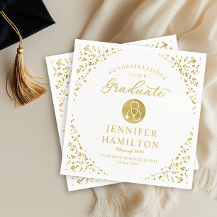 Elegant Gold White Nurse Doctor Graduation Napkin
