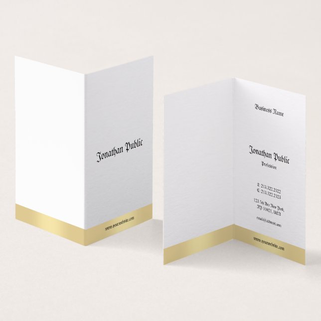 Elegant Gold White Old Style Classic Calligraphy Business Card (Inside and Outside)