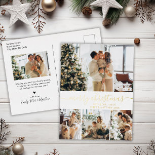 Elegant Gold White Photo Collage Christmas Holiday