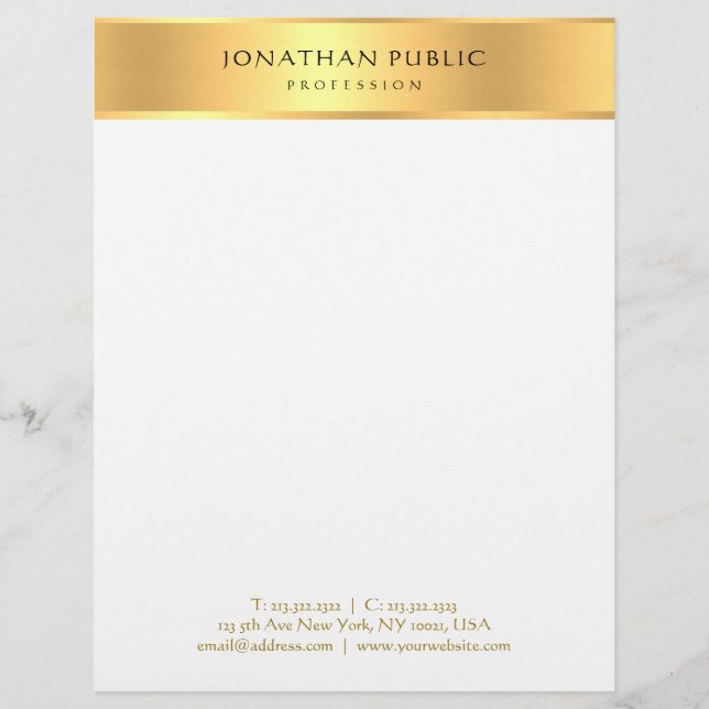 Elegant Gold White Professional Modern Template Custom Letterhead (Front)