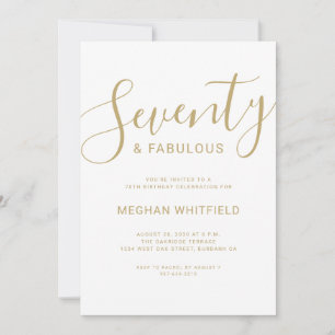 Elegant Gold White Seventy Script 70th Birthday Invitation
