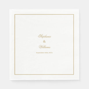 Elegant Gold White Simple Golden Wedding Minimal Napkin