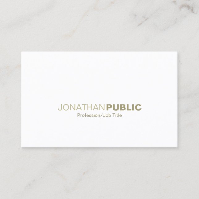 Elegant Gold White Simple Plain Modern Creative Business Card (Front)