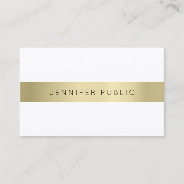 Elegant Gold White Simple Sophisticated Template Business Card (Front)