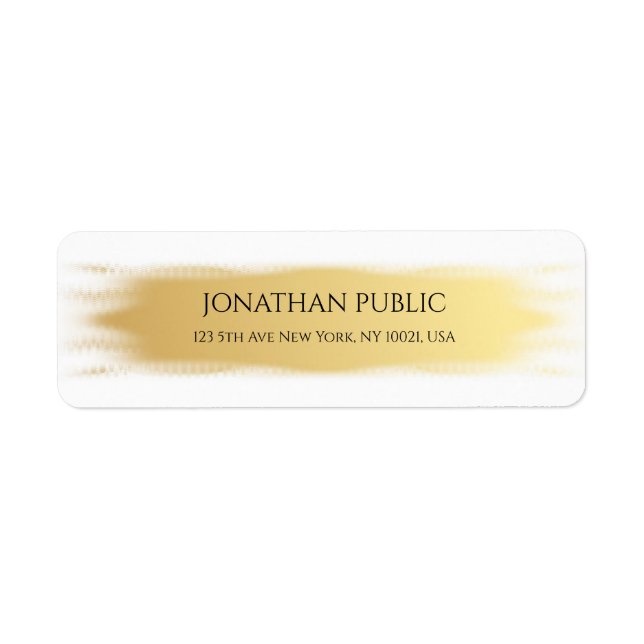 Elegant Gold White Simple Template Return Address (Front)