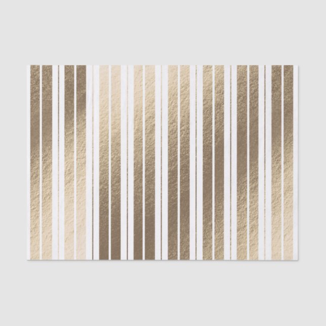 Elegant Gold White Striped Tissue Paper (Front)