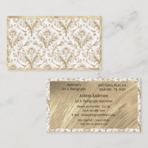 Elegant Gold White Toile  Business Card