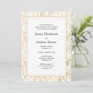 Elegant Gold White Wedding Invitation