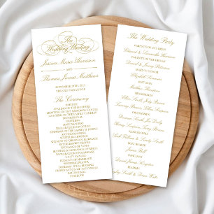 Elegant Gold & White Wedding Program Template