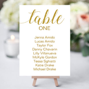 Elegant Gold White Wedding Seating Chart Cards