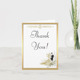 Elegant Gold & White Wedding Thank You Card
