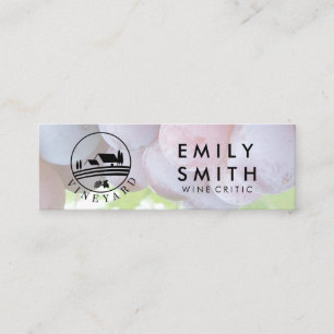 Elegant Gold White Wine Bottle Grapes Mini Business Card