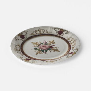 Elegant Gold wildflower Floral Ceramic Wedding Paper Plate