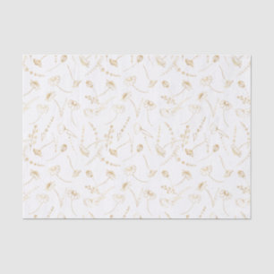Elegant Gold Wildflower Sketch Simple Floral Tissue Paper