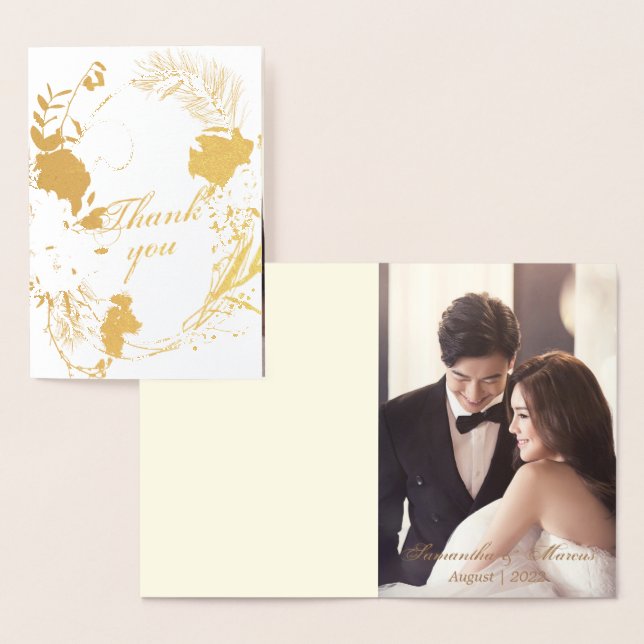 Elegant Gold Wine Burgundy Rose Wreath Photo Real Foil Card (Display)