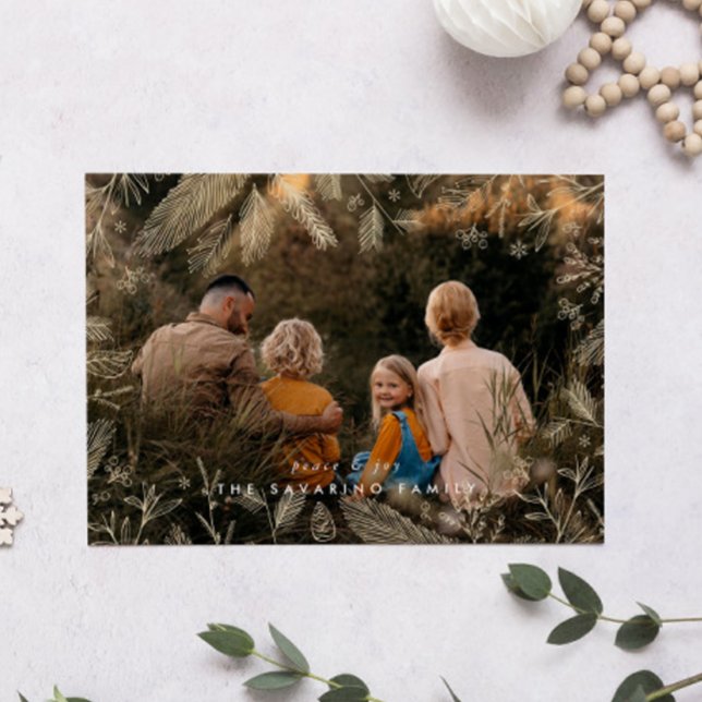 Elegant Gold Winter Branches Photo Christmas Card (Creator Uploaded)