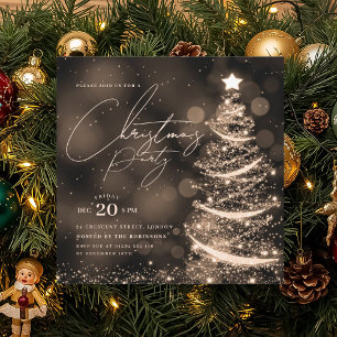 ELEGANT Gold Winter Christmas Tree Party  Invitation