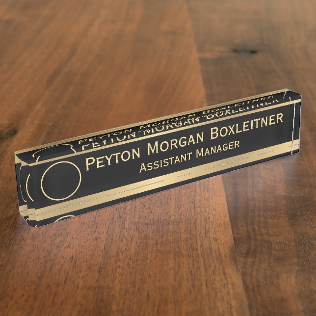 Elegant Gold with Black and Logo Nameplate (Side)