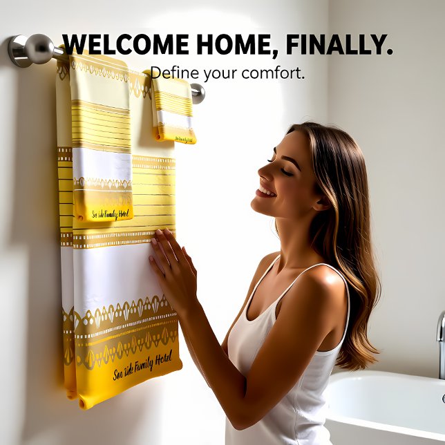 Elegant Gold with yellow and white Stripe Bath Towel Set (Creator Uploaded)