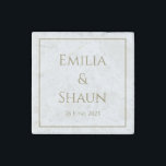 Elegant Gold Writing Marble Magnet Wedding Favour<br><div class="desc">This elegant marble wedding magnet with gold writing is a thoughtful wedding favour for your guests or for the parents of the bride, bridesmaids or groomsmen. It features a classy, sophisticated and timeless design that can be personalised to suit your wishes. To customise, simply click on "Personalise this template" and...</div>