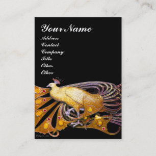 ELEGANT GOLD YELLOW PEACOCK FASHION JEWEL IN BLACK BUSINESS CARD