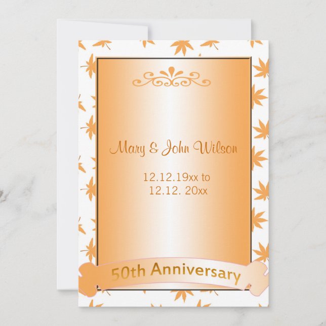 Elegant golden 50th anniversary  invitations (Front)