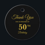 Elegant Golden 50th Birthday Thank You Favour Tags<br><div class="desc">Elegant beautiful golden 50th Birthday Thank You Favour Tags. Elegant golden and black tag.</div>