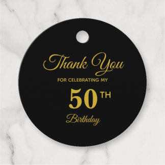 Elegant Golden 50th Birthday Thank You Favour Tags