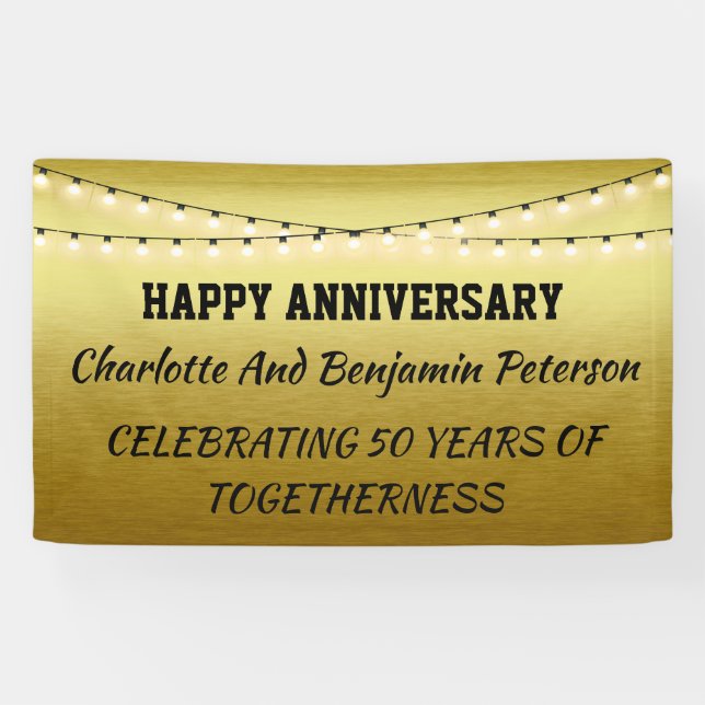 Elegant Golden 50th Wedding Anniversary  Banner (Horizontal)