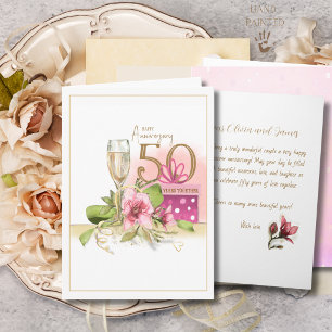 Elegant Golden 50th Wedding Anniversary Champagne Card