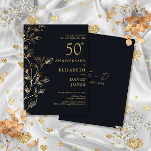 Elegant Golden 50th Wedding Anniversary Invitation