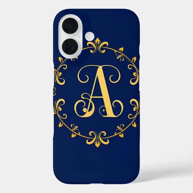Elegant Golden A Letter Monogram Case-Mate iPhone Case (Back)