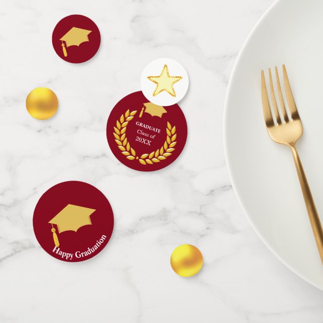 Elegant Golden and Burgundy Graduation Confetti (Group)